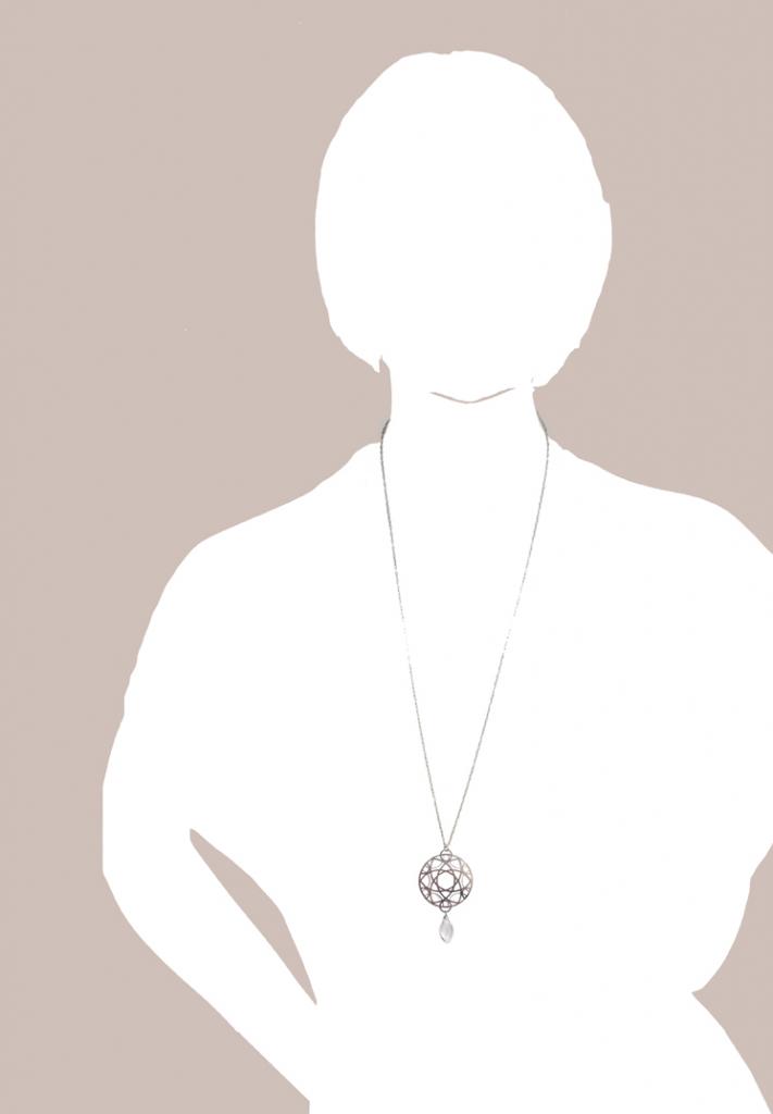 Halskette "Mandala groß mit Rosenquarz" - versilbert